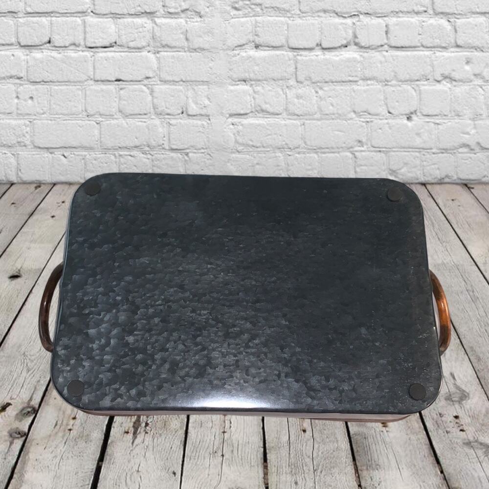 Farmhouse Galvanized Tray Serving Coffee Bar Table Home Decor - Picture 7 of 7